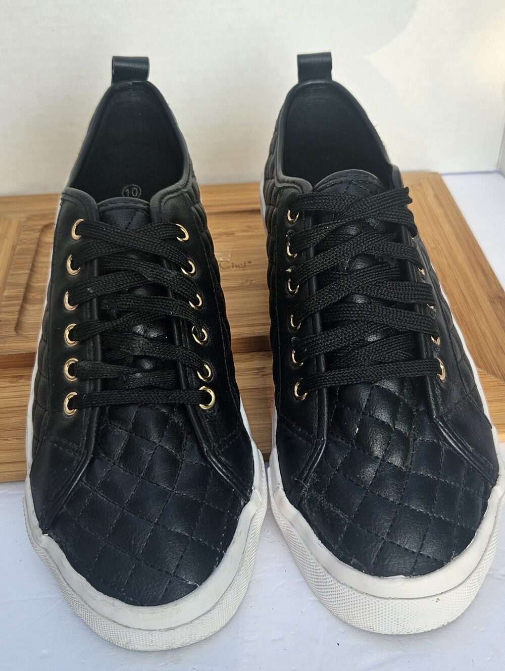 Ashley Blue Black Quilted Sneakers Women's 10